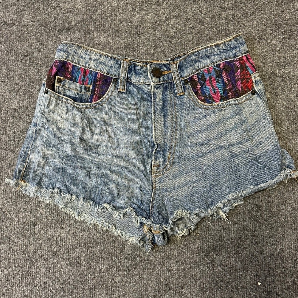 BDG Shorts Womens 26 Blue High Rise Dree Cheeky Woven Pocket Cutoff Denim Boho
